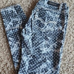 Rose Royce Blue and White Polka Dot Skinny Pant/jean Womans Size 11/12